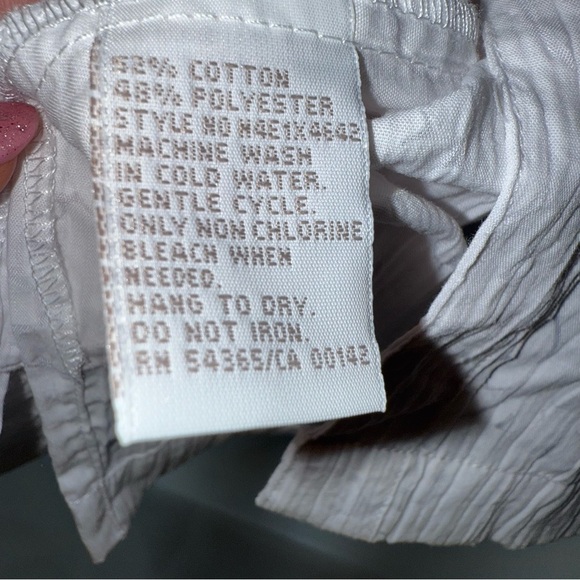 NWT Tanjay White Embroidered Button-Up Blouse 3/4 sleeve size 14 mandarin collar - Picture 7 of 10